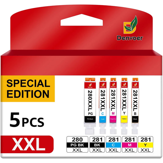 280XXL 281XXL Ink Cartridge for Canon ink 280  TR8500 TS8222 TS8320 TS8322 TS8120 TS9120 Printer (5-Pack)