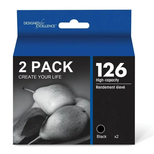 126XL T126 126 Black Ink Cartridges Replacement  3520 WF-3530 WF-3540 WF-7010 WF-7510 (2 Black)