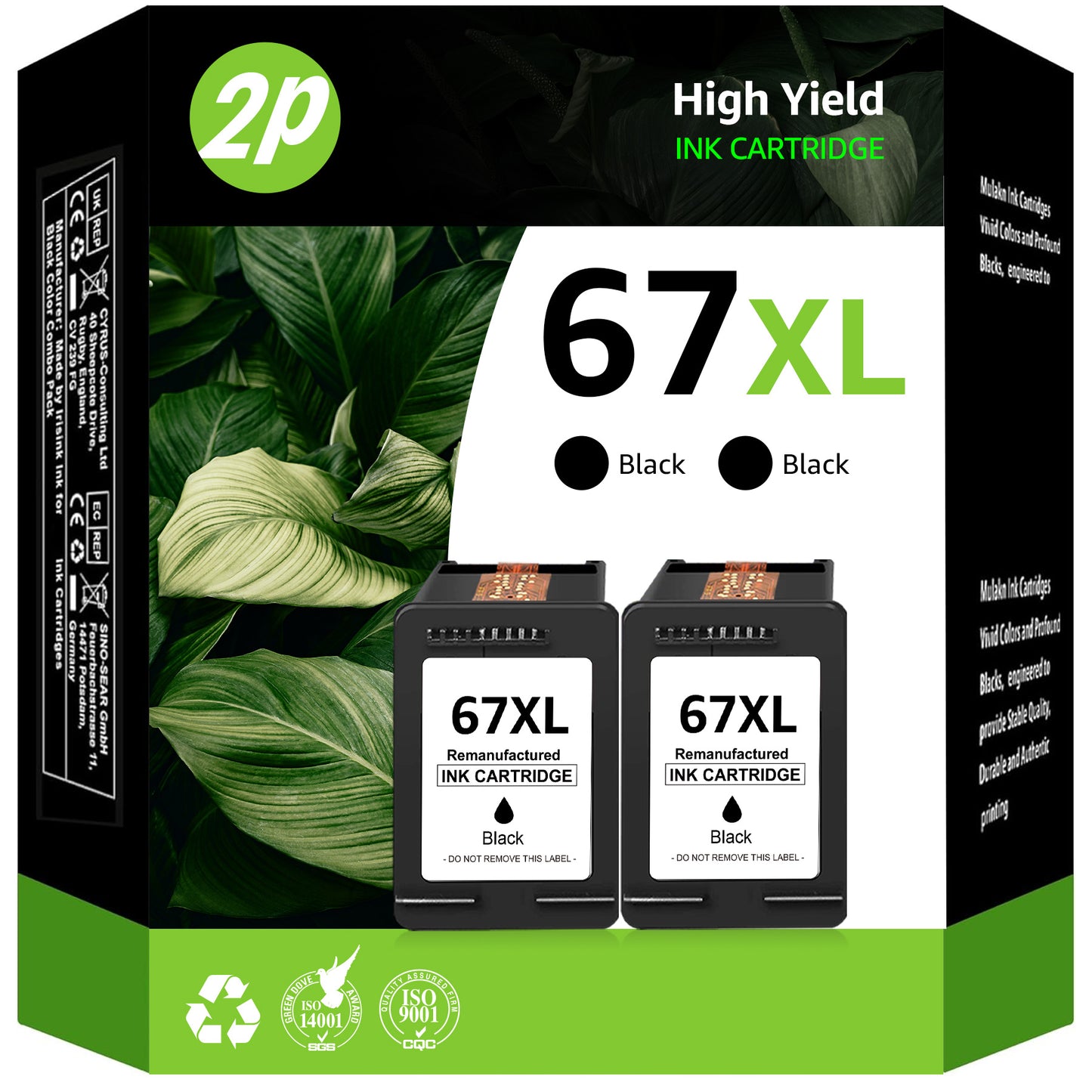 67XL Black Ink Cartridges Compatible for HP 67 Black Ink Cartridges HP 2700 2752e 2742e 6000 6055e