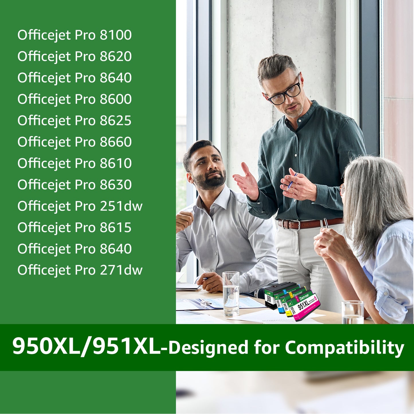 950XL and 951 Combo Pack Compatible for HP 950 and 951 Ink Cartridges for officejet pro 8600 8610 8620