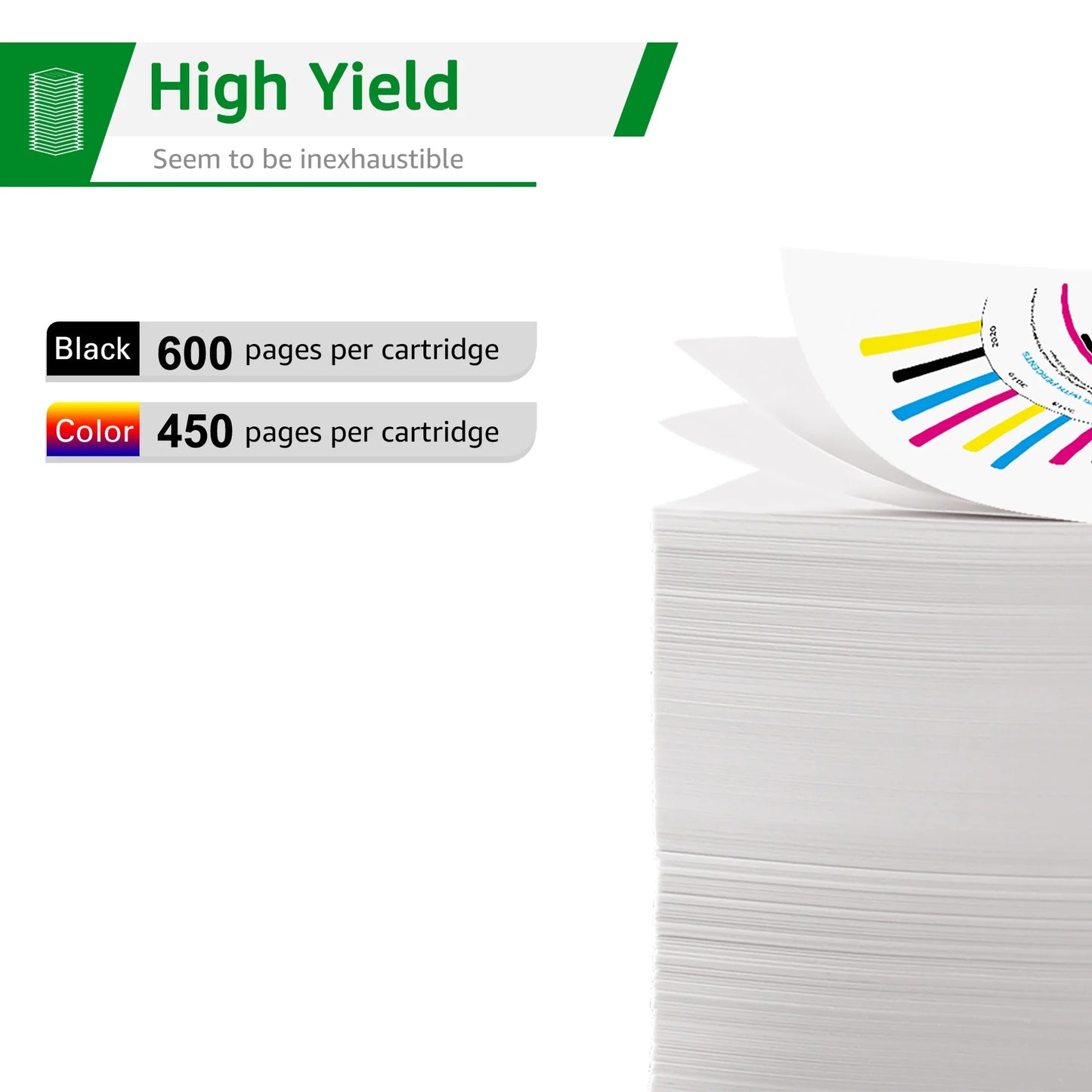 Greensky Printer Ink 62 Replacement for HP Printer(2-Pack)