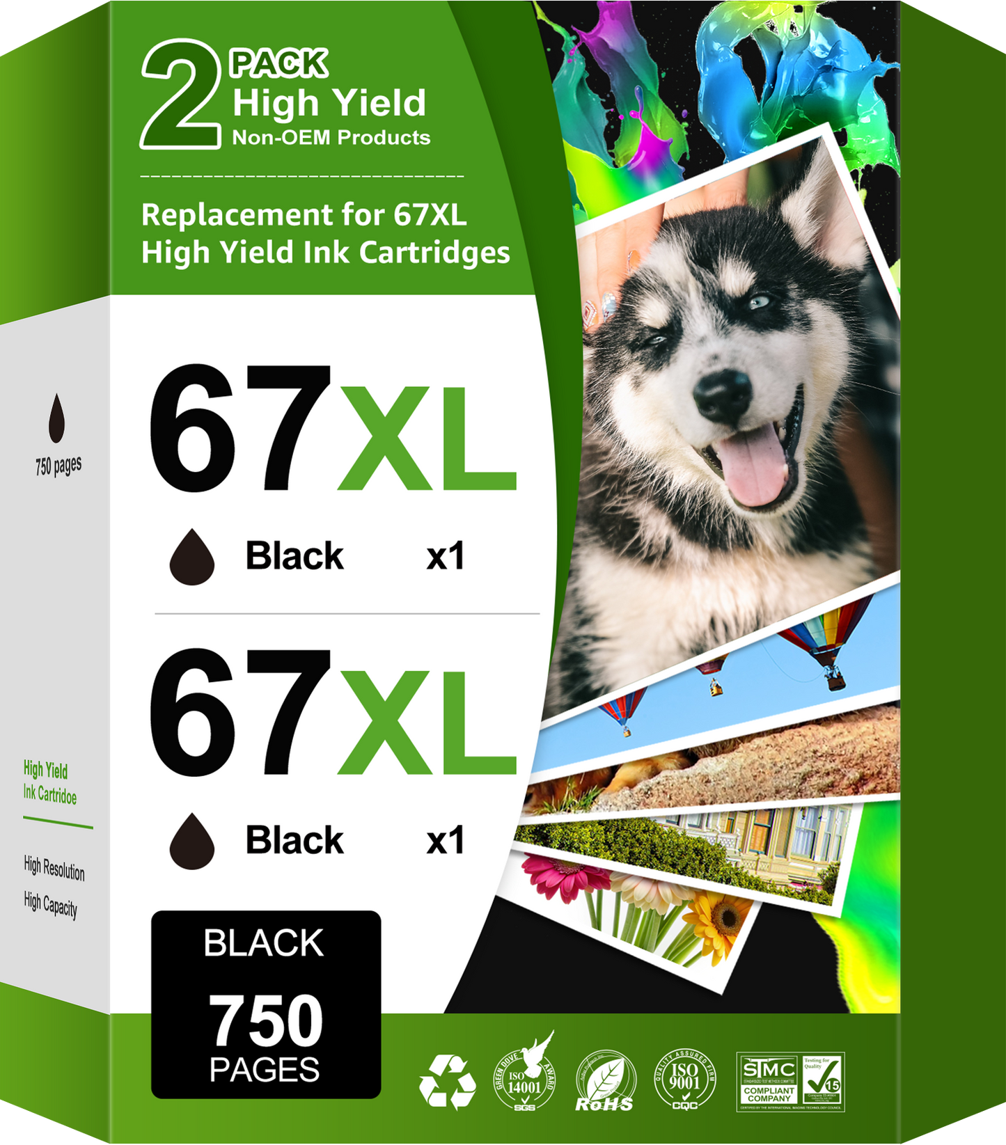 67XL Black Ink Cartridge Compatible for HP67 Black Ink Cartridge 2755e 2855e 4155e 4255e 6055e 6065e