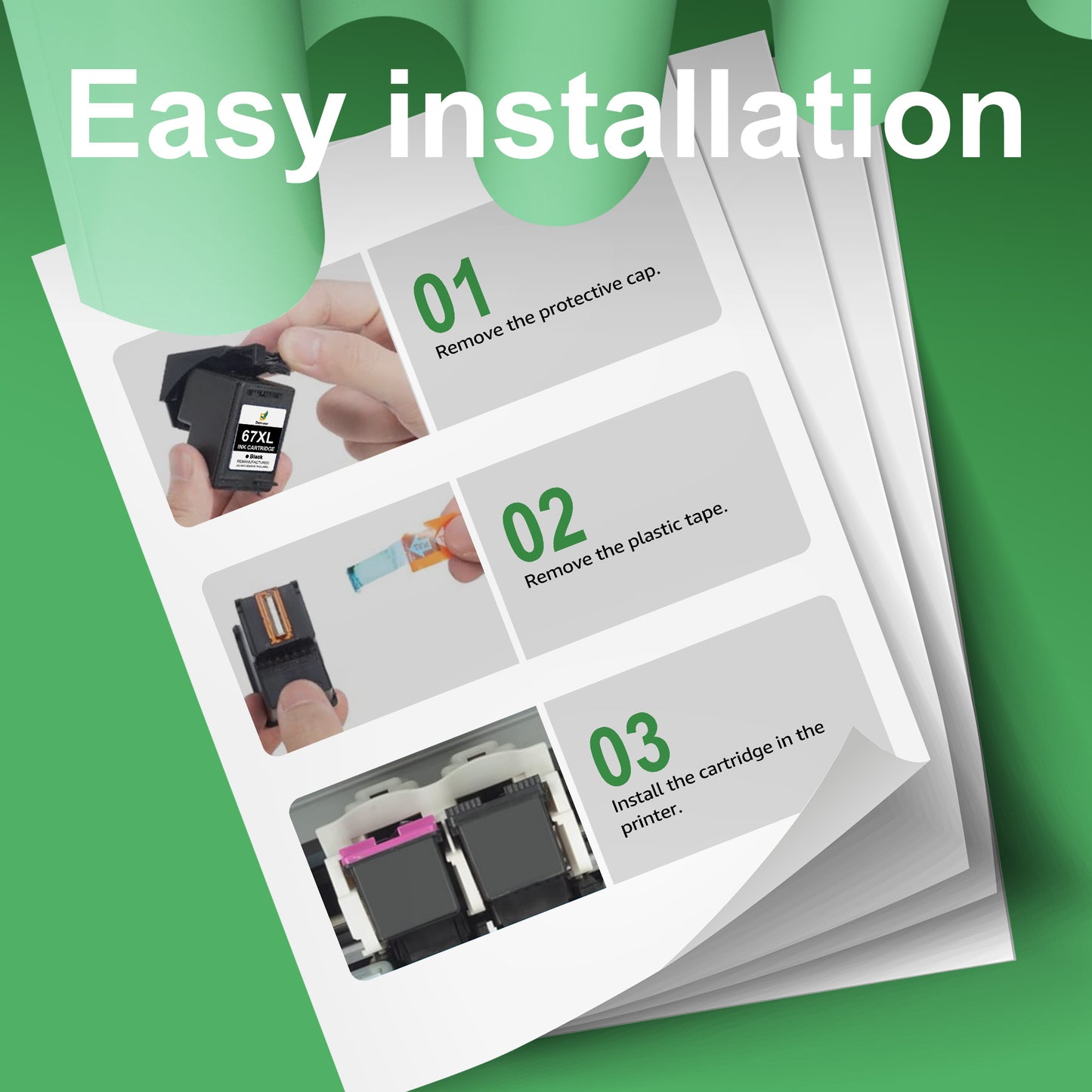 67 Ink Compatible for 67 Ink Cartridges for Ink 67 DeskJet 2755e 2855e 4155e 4255e 6055e 6065e
