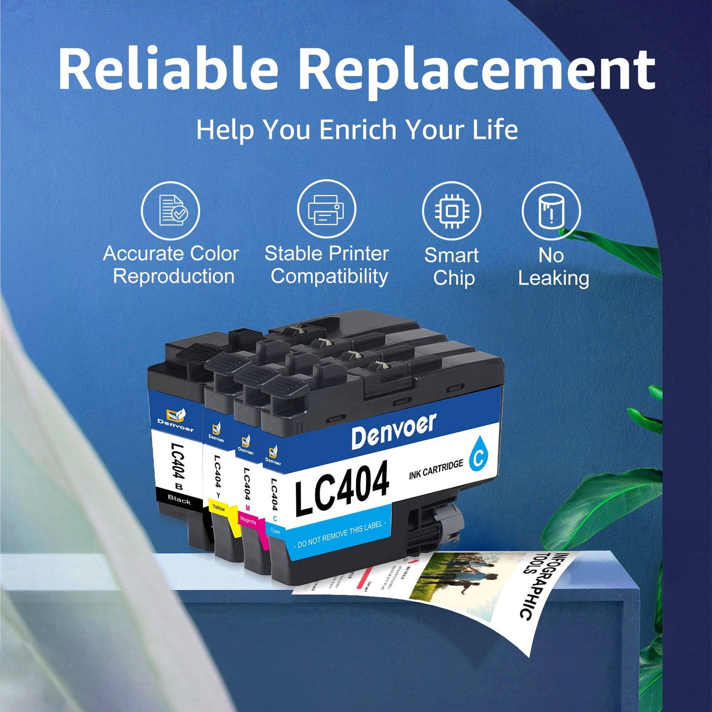 LC404 Ink Cartridges for Brother Printer for Brother LC404 Ink Cartridges Brother Ink Cartridges LC404 MFC-J1205W Ink Cartridges MFC-J1215W Ink Cartridges (4Pack)
