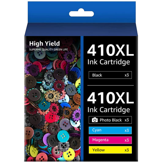 410XL T410XL High Yield Ink Cartridge Replacement for Epson 410XL 410 XL T410XL to use with XP-640 XP-830 XP-7100 XP-530 XP-630 (Black, Cyan, Magenta, Yellow, Photo Black)