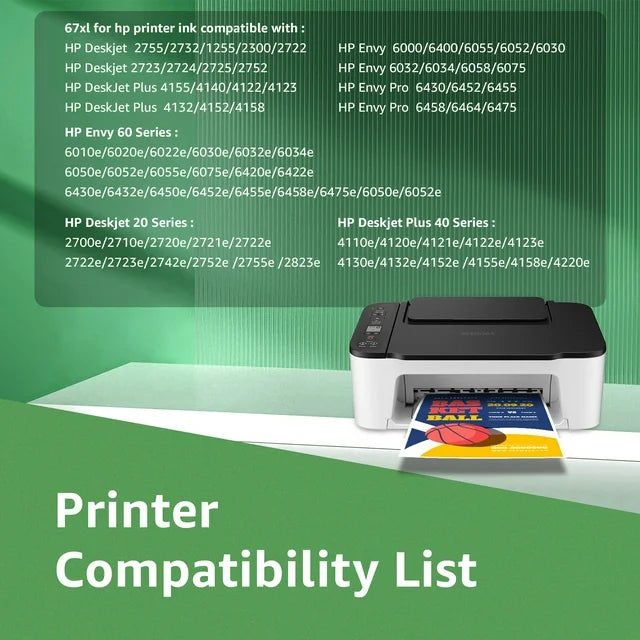 67xl ink cartridges Compatible for hp 67 ink cartridges hp ink 67 for DeskJet 2755e 2855e 4155e 3PK