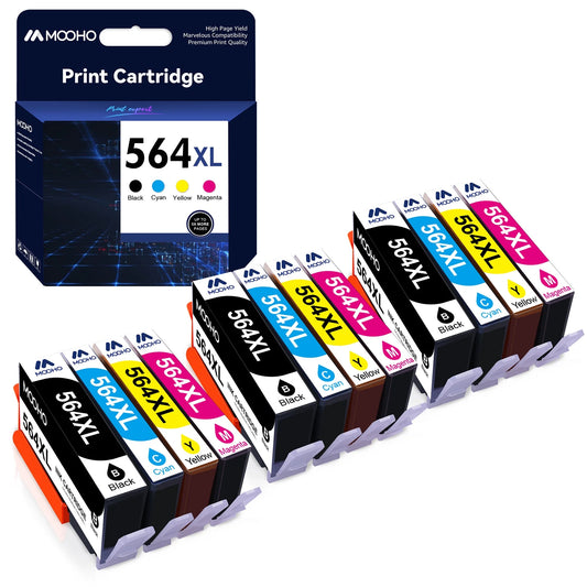 564 Ink Cartridges for Printers to Use with HP, 12 Pack