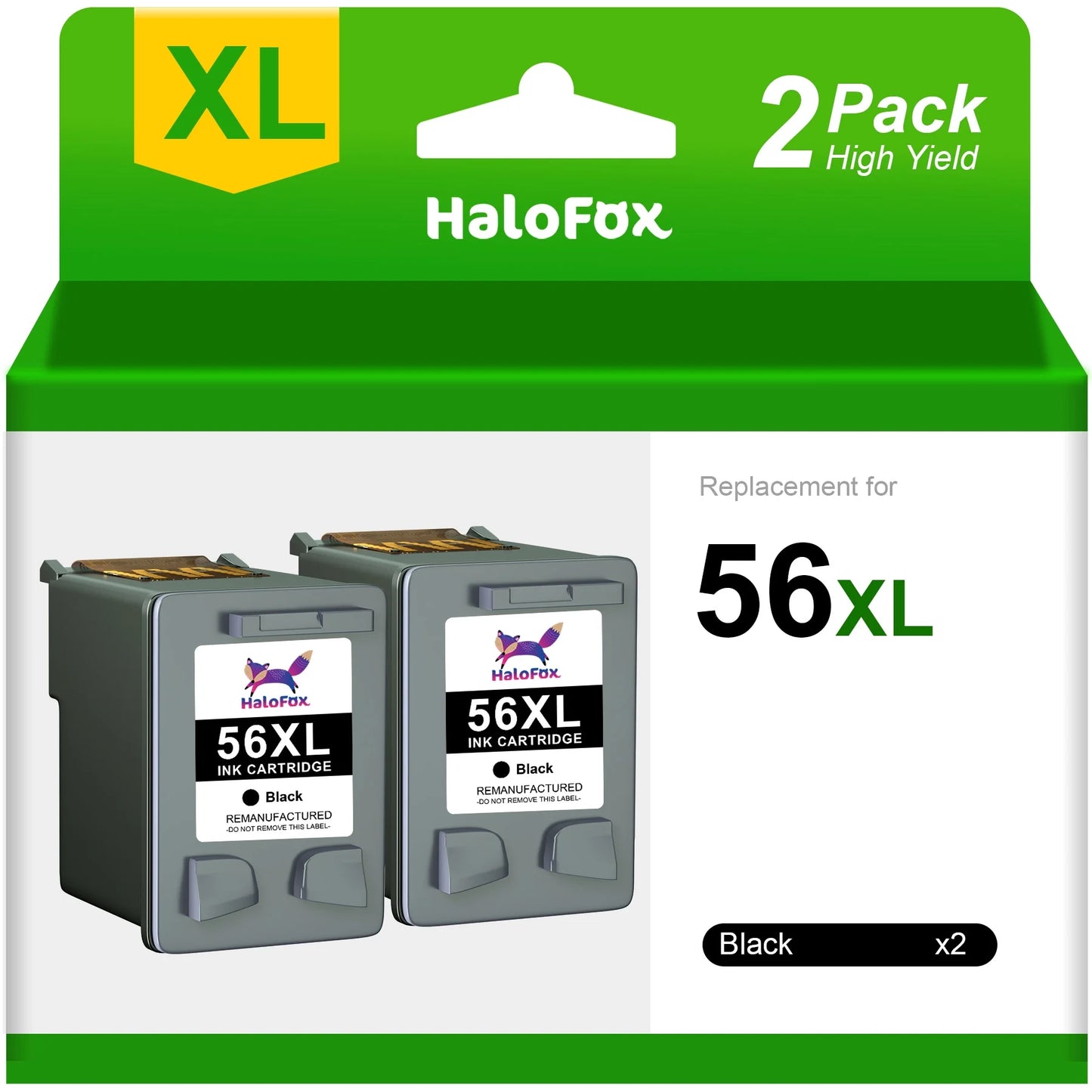 56XL 56 XL Black Ink Cartridges Compatible for HP Printer Deskjet 5550 5650 5150 Photosmart 7350 7260 7450 7550 7660 7760 7960 PSC 2210 (2 Pack)