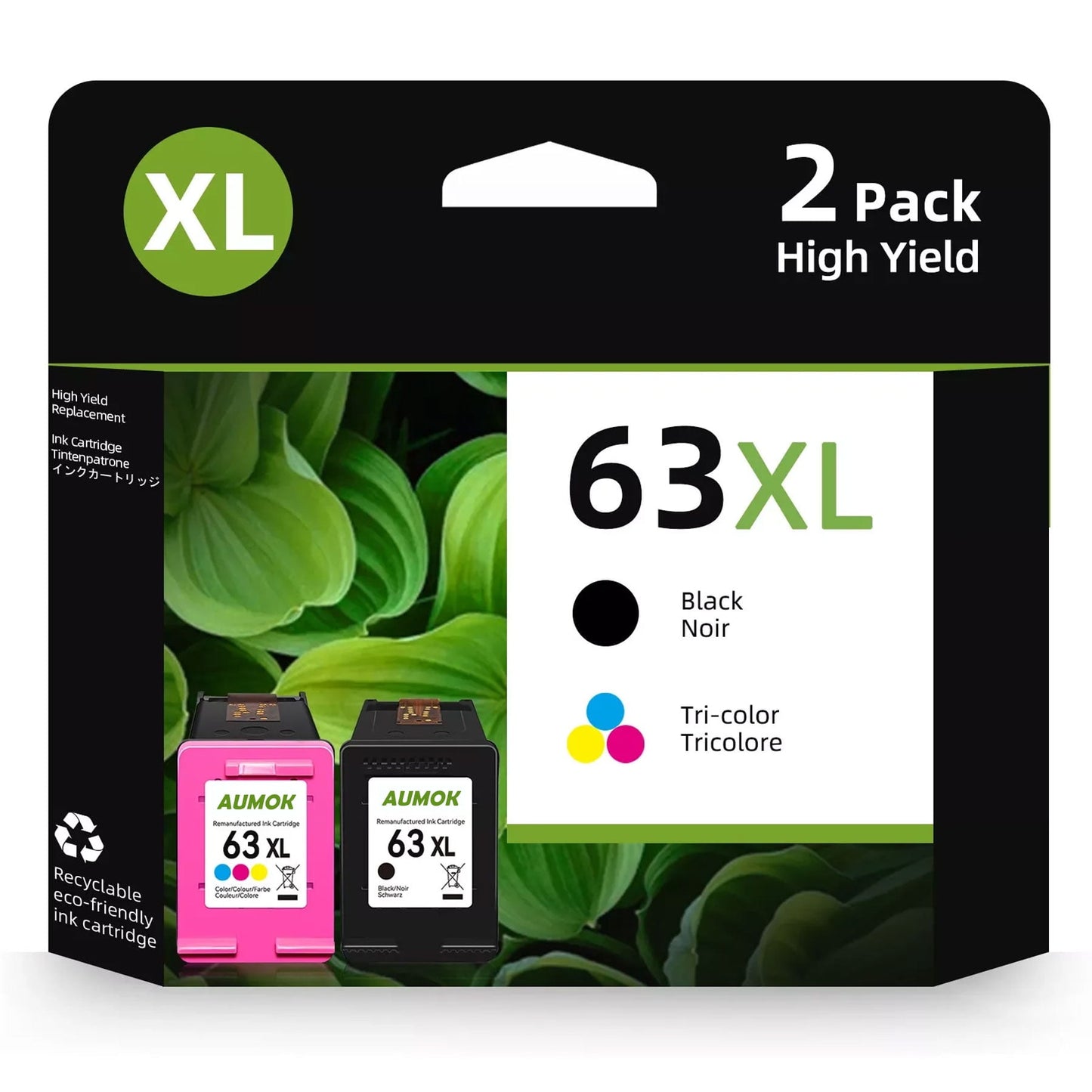 63XL Ink Cartridge Compatible for HP 63 Ink Cartridge Works with for Officejet 3830 4650 5200 5255 Envy 4520 4512 Deskjet 1112 3630