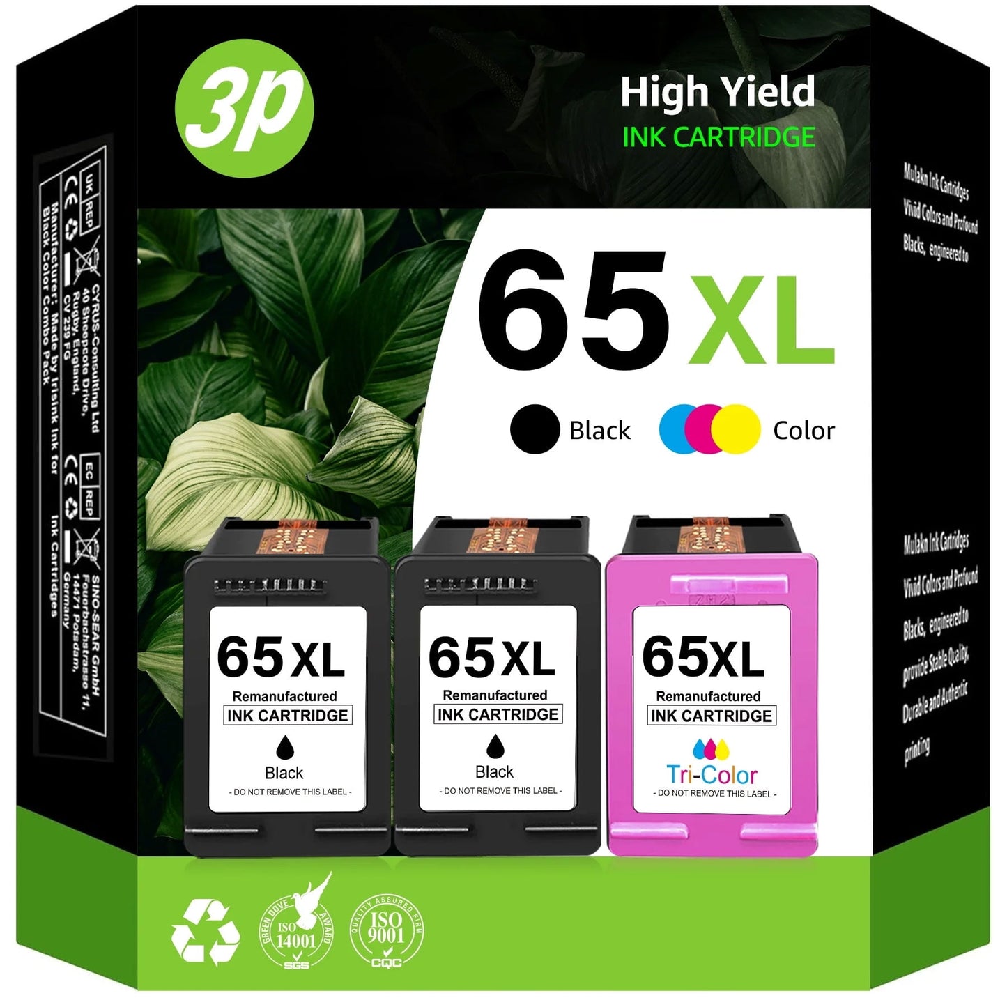 65XL 65 Ink Black and Color Combo Replacement for HP(3 Pack)