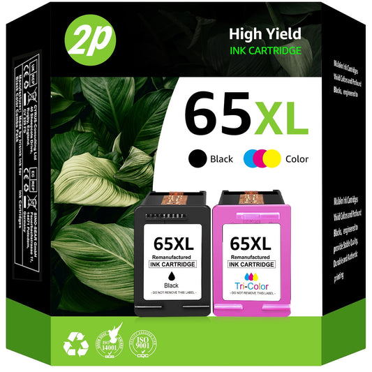 65XL 65 Ink Cartridges Replacement for HP Printer Ink 65  Black and Color to Use with Deskjet 2622 2624 2652 2655 3720 3721 3722 3723 3732 3758 Envy 5052 5058 (2 Pack)
