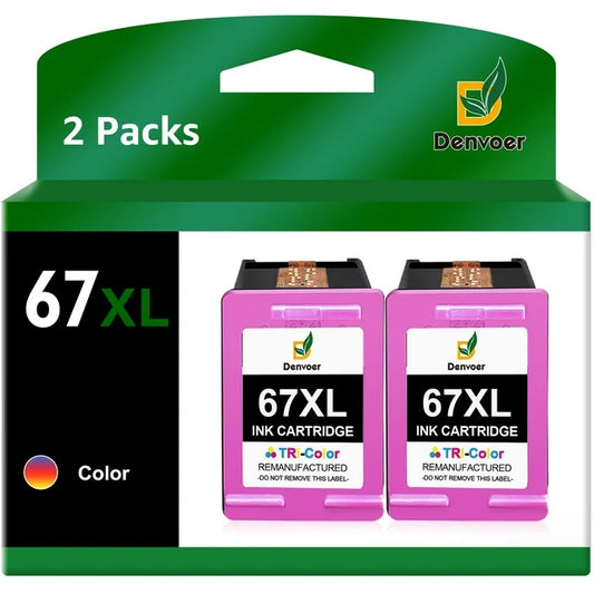 67XL Tri-Color Ink Cartridges Replacement for HP(2 Pack)