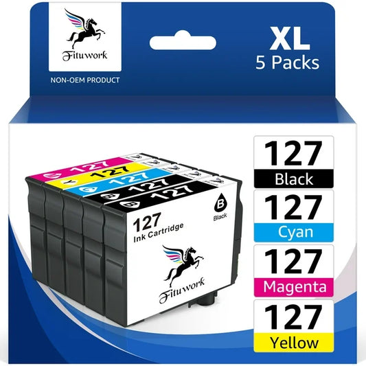 127 Ink 127XL Ink Cartridges Combo Pack  630, WF-633, WF-635, WF-645, WF-7010, WF-7510, WF-7520, WF-840, WF-845