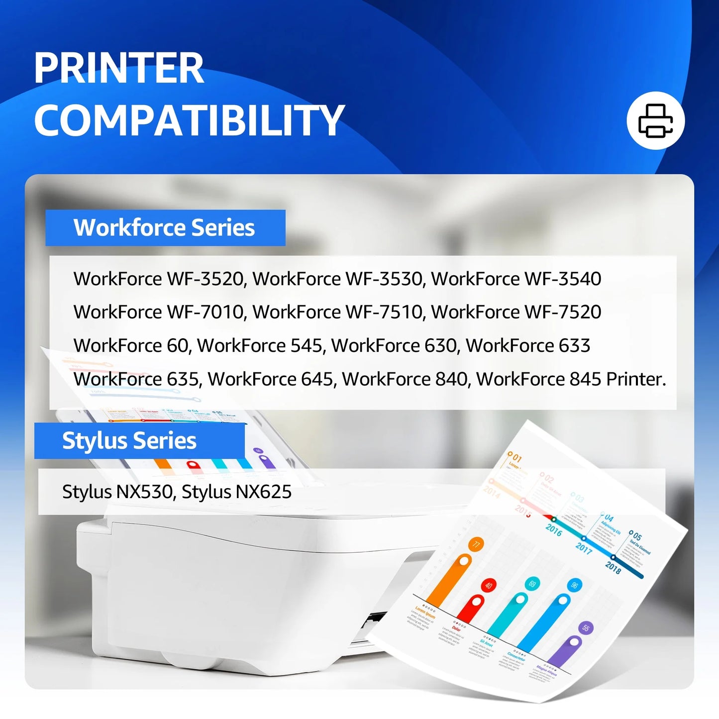 127 Ink 127XL Ink Cartridges Combo Pack  630, WF-633, WF-635, WF-645, WF-7010, WF-7510, WF-7520, WF-840, WF-845