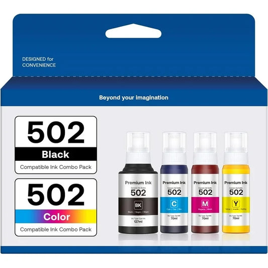 502 Ink Bottles for EcoTank High Yield T502 502  3700 ET-3710 ET-15000 ST-3000