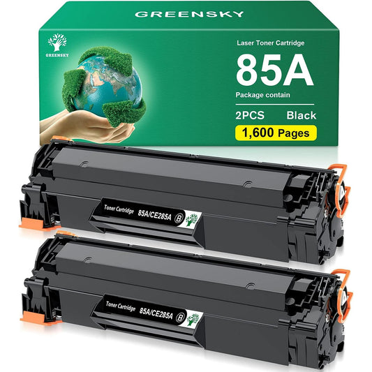 85A CE285A Toner Cartridge GREENSKY 85A Toner Cartridge Replacement for HP 85A CE285A HP85A for HP Laserjet P1102W 1102W P1109W M1212NF MFP P1005 P1006 M1217NFW Printers (Black, 2-Packs)
