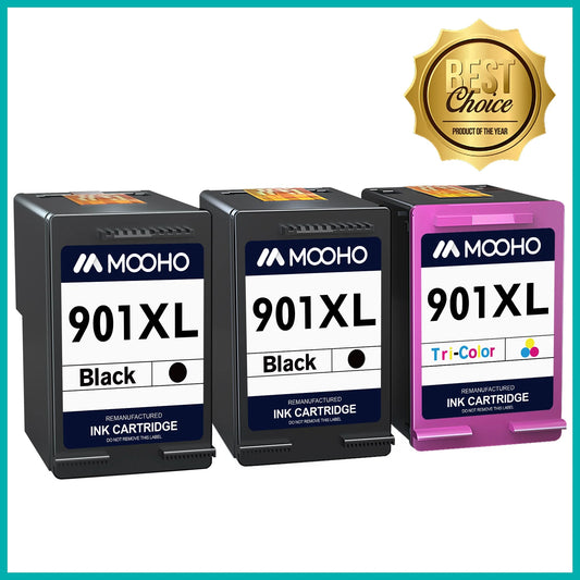 901 Ink Cartridge for HP 901 901XL for HP Officejet(2 Black 1 Tri-Color)