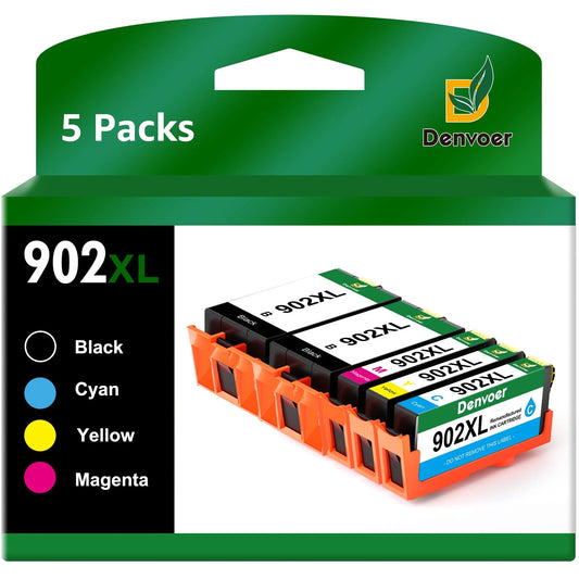 902XL Printer Ink Replacement for HP 902 XL Ink Cartridge Combo Pack to Use with Officejet Pro 6978 6968 6970 6958 6962 6975 6960 6954 (2 Black Cyan Magenta Yellow 5 Pack)
