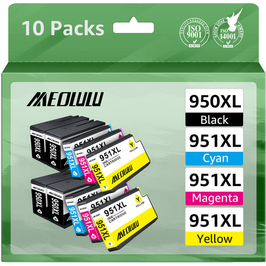 950XL 951XL Ink Cartridges Replacement for HP Ink 950xl 951 Combo Pack for OfficeJet Pro 8610 8600 8620 8625 251dw 276dw (4 Black, 2 Cyan, 2 Magenta, 2 Yellow, 10-Pack)