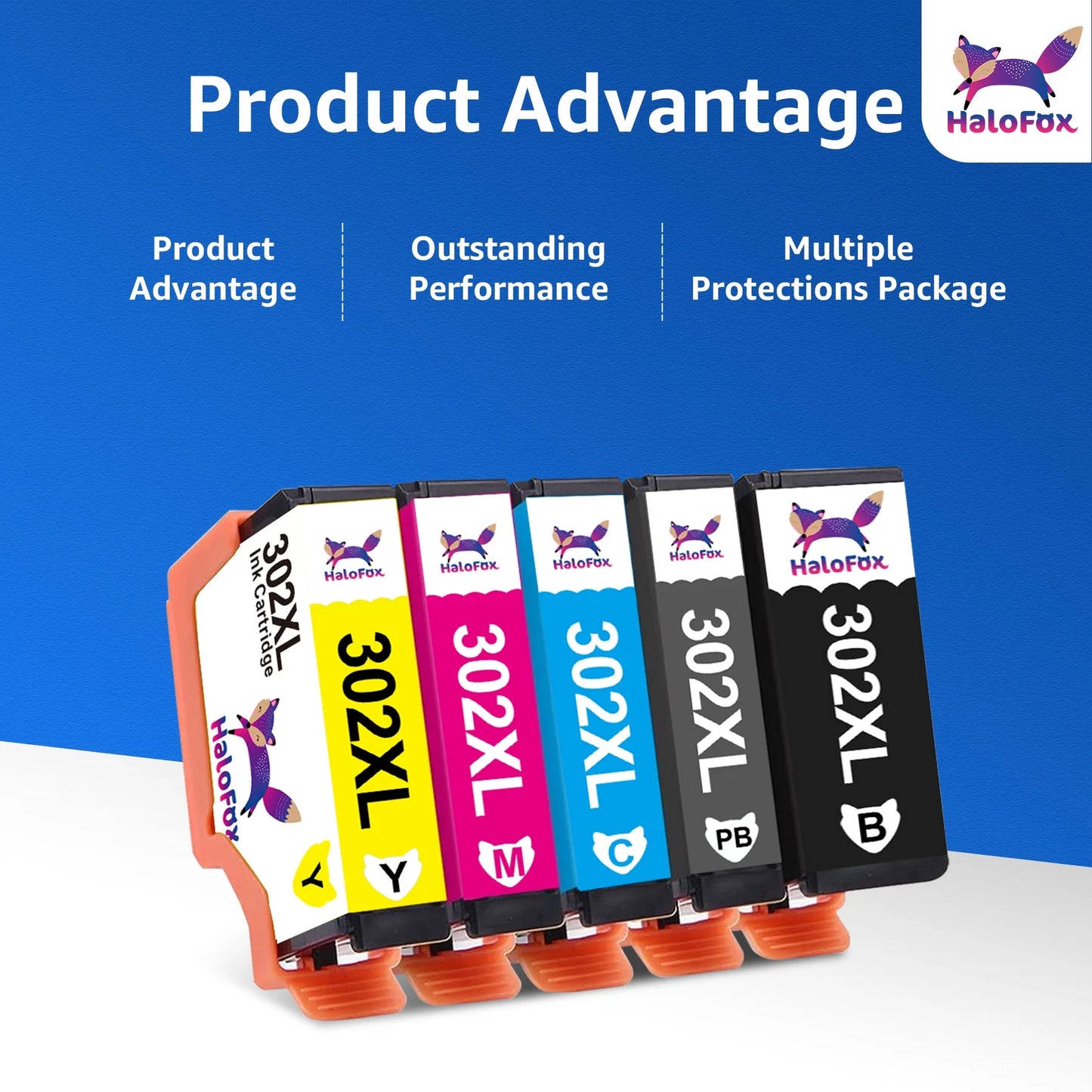 302 Ink Cartridge for Epson 302XL 302 XL T302XL Ink Cartridges for Expression Premium XP-6000 XP-6100 Printer (Black Photo Black Cyan Magenta Yellow, 5-Pack)