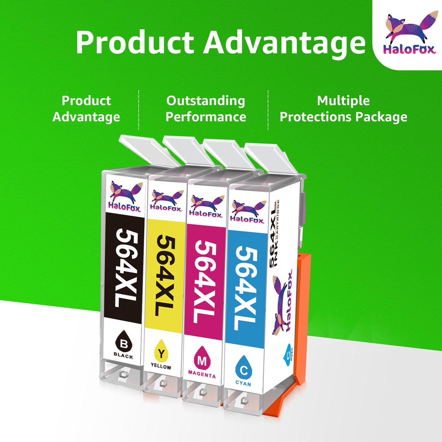 564 Ink Cartridges for Printers DeskJet 3500 OfficeJet 4620 PhotoSmart 5510 5520 6510 6520 7510 7520 B8550 C6300 D5400 D7560 (Black Cyan Magenta Yellow, 4PK)