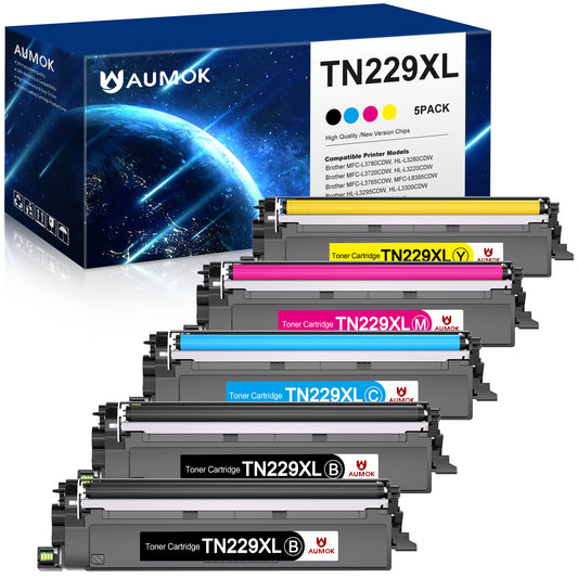 TN229XL TN229 Toner Cartridges Compatible for Brother TN229 Toner Work with Brother MFC-L3780CDW MFC-L3720CDW Printers(5 Pack)