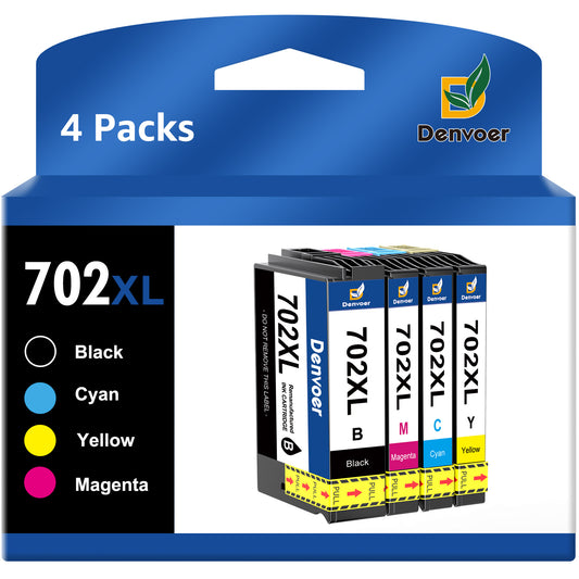 702XL Ink Compatible with Epson 702 Ink Cartridges for Workforce Pro WF-3720 WF-3730 WF-3733 Printer