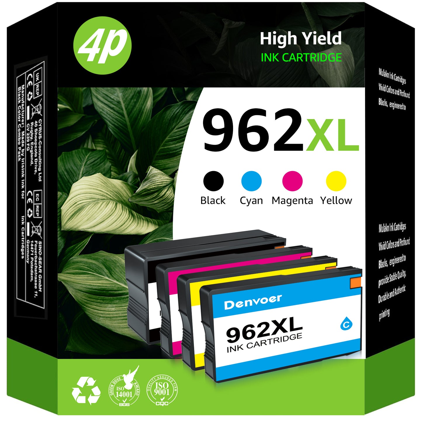 962XL Ink 962 Ink Cartridge Compatible with 962 Ink Cartridges for 962XL Ink Cartridges (4PK)