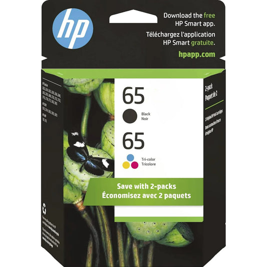 65 Ink Printer Cartridge, Black/Tri-Color, 2 Pack