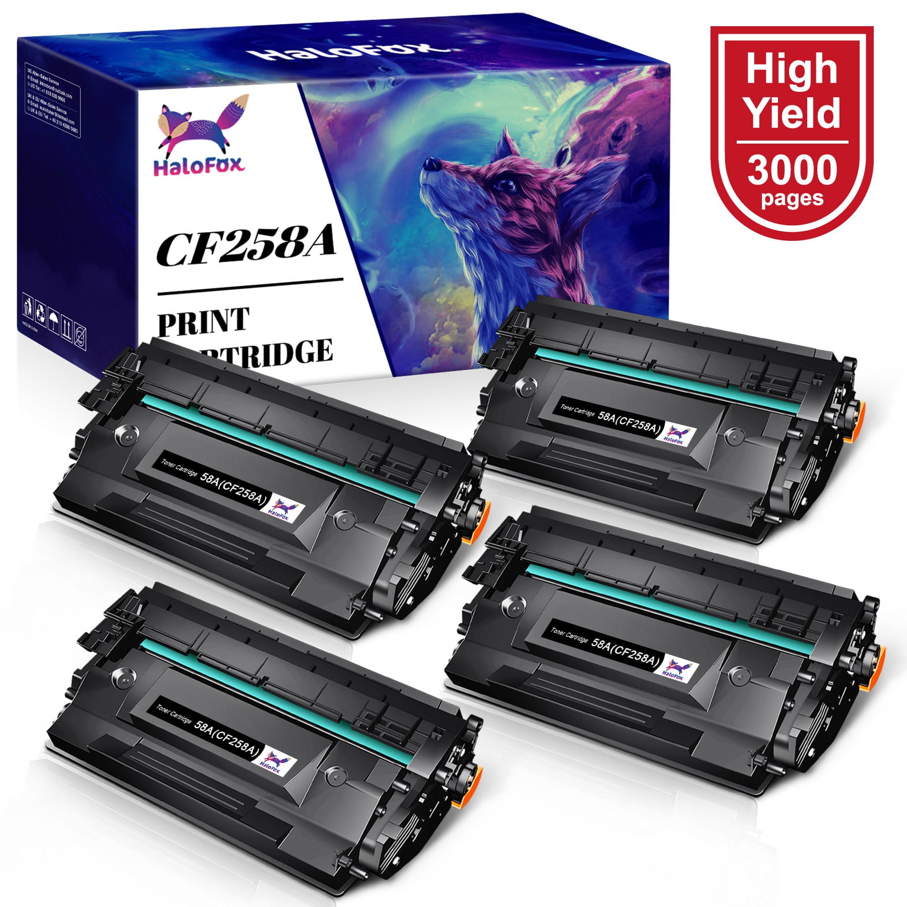 HaloFox 58A CF258A Toner Cartridge (Black, 4-Pack) – Toinktoner