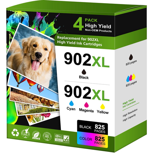 902XL Ink Compatible for HP 902 Ink Cartridges Use for HP Officejet Pro 6978 Officejet 6962 Ink (4 Pack)
