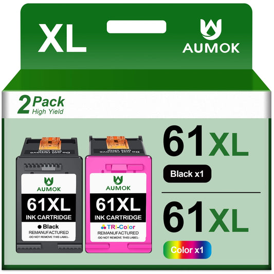 61XL Ink Cartridges Replacement for HP 61 Ink 61XL Ink Use with HP Envy 4500 5530 5534 5535 Deskjet 1000 1056 1010 1510 1512 2540 3050 3050A Officejet 2620 Printer (Black and Color, 2-Pack)