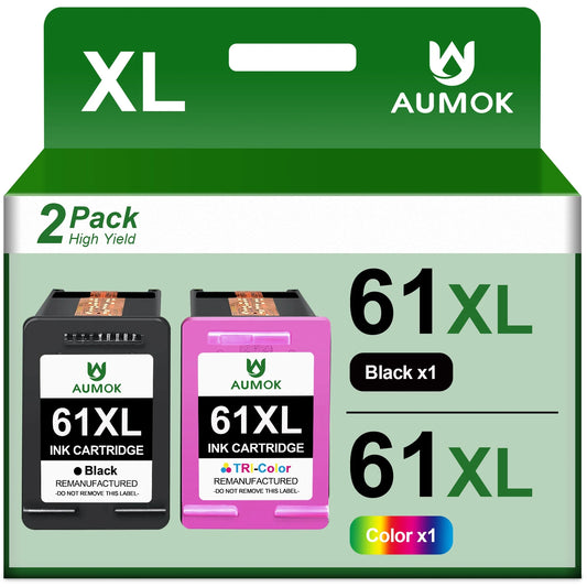High Yield 61XL Ink Cartridges Replacement for HP 61 Ink Works with HP Envy 4500 5530 5534 5535 Deskjet 1000 1056 1010 1510 1512 2540 3050 3050A Officejet 2620 Printer (2 Pack)
