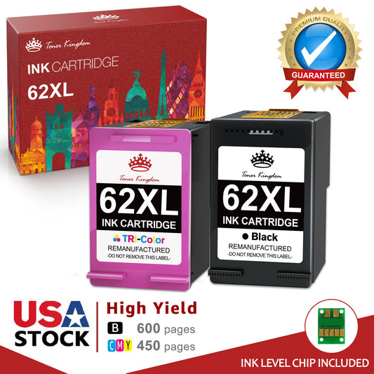 High Yield 62XL Ink Cartridges Replacement for HP Printer(Black and Color 2-Pack)