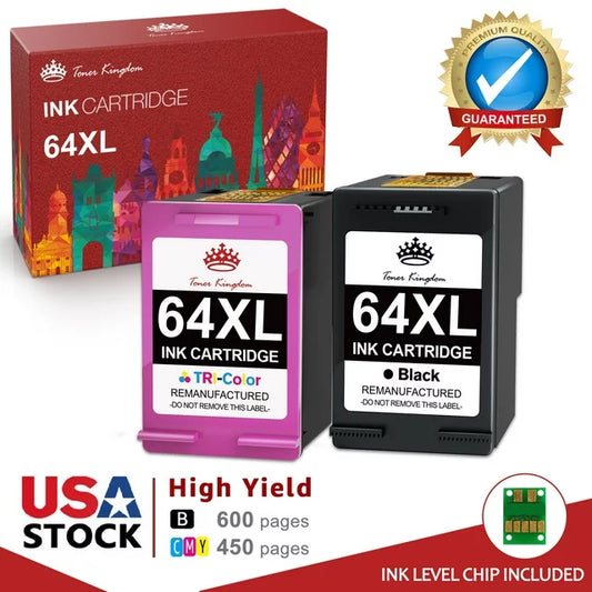 High Yield Ink Cartridges Replacement for HP (2 Pack)