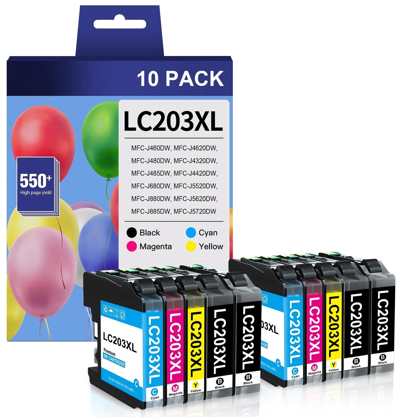 LC203 LC201 LC203XL Ink Cartridges Compatible for Brother LC203 Ink cartridges Work for MFC-J880DW MFC-J480DW MFC-J460DW MFC-J4420DW MFC-J485DW MFC-J885DW(10 Pack)