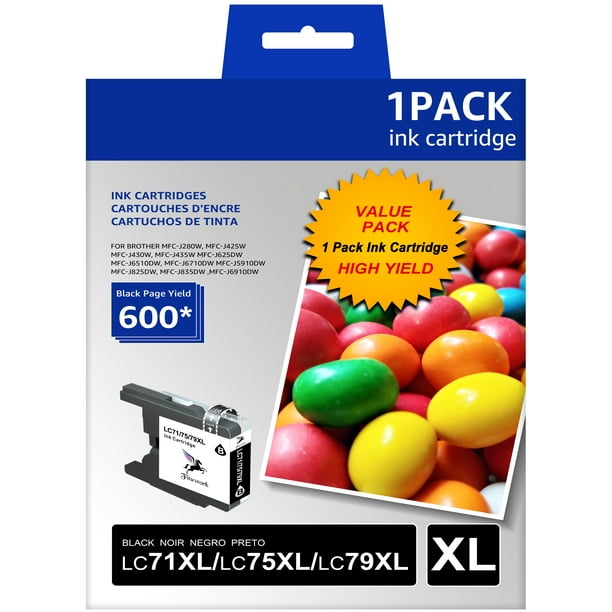 LC79 LC75 Black Ink Cartridge campatible for Brother Printer, 600 Page ...