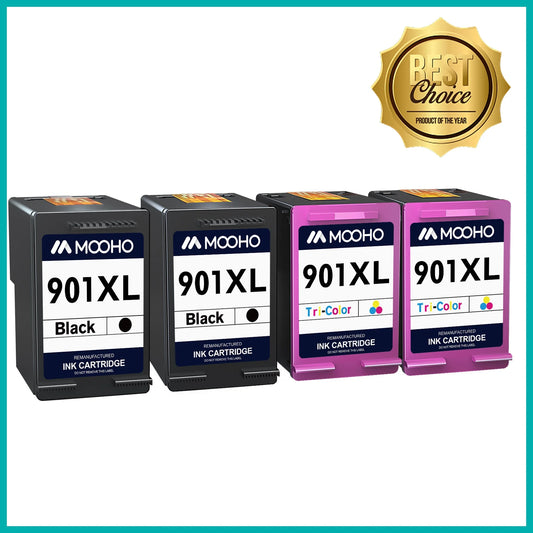 MOOHO 901 Black and Color Combo Pack Replacement(2 Black, 2 Tri-Color, 2 Pack)