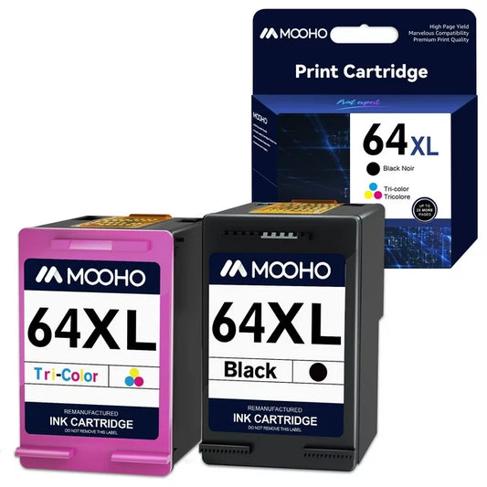 Mooho Ink 64XL Replacement for HP,2-Pack