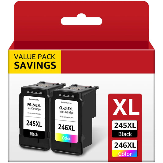 Denvoer PG-245XL CL-246XL Ink Printer Cartridges, 2 Pack, Black