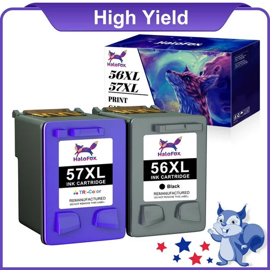 Replacement HP 56 57 Ink Cartridge Combo for Deskjet(1 Black,1 Tri-Color)