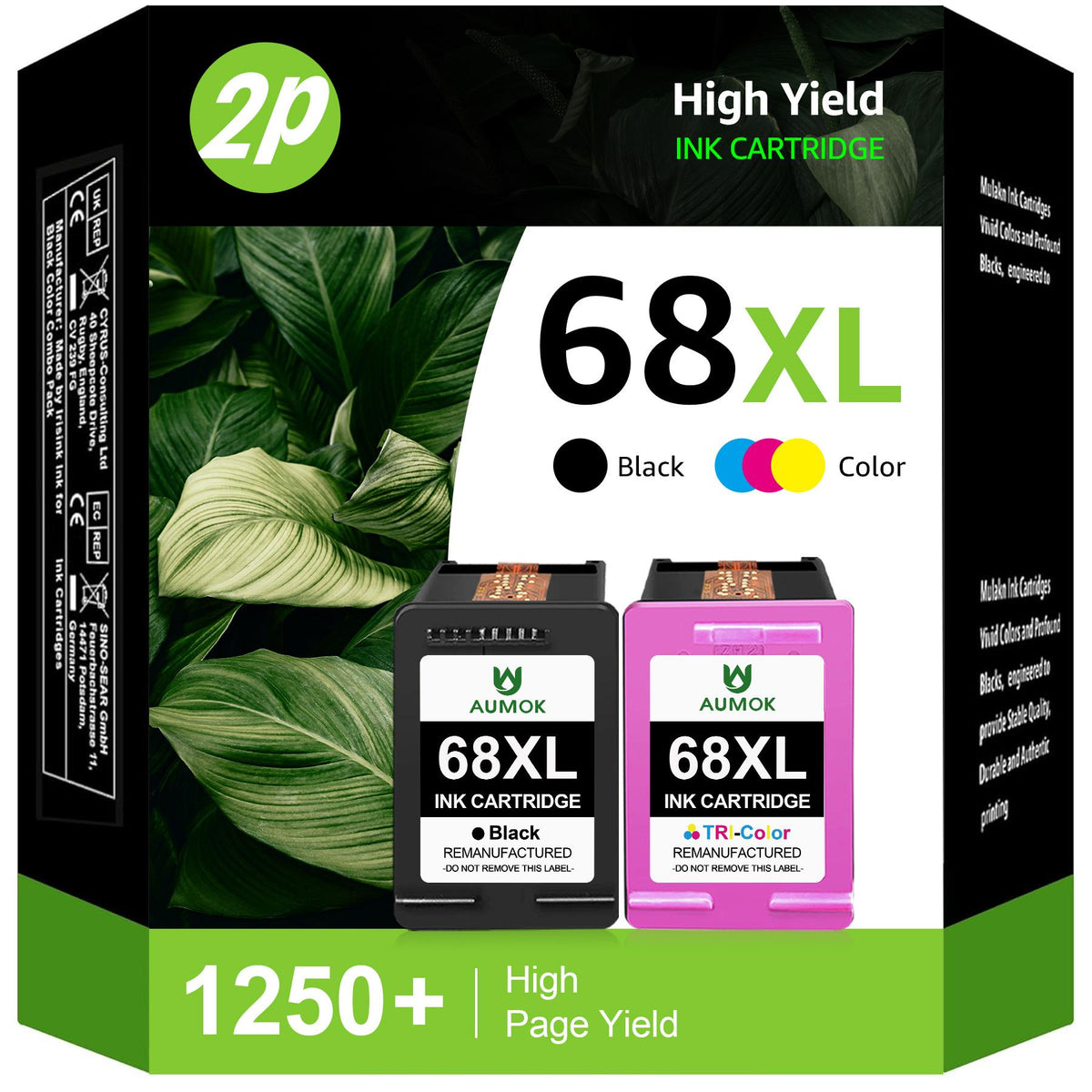 68XL Ink Cartridges Combo Pack Compatible for Hp 68 Ink Cartridges for HP Envy 6155e 6555e DeskJet 2955