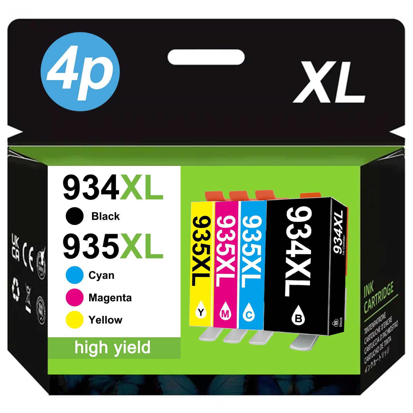 934 935 XL Ink Cartridges Compatible for 934XL HP Ink Cartridges Work with Officejet 6220 6812 6815 6820 Officejet Pro 6230 6830 6835 Printers(4 Pack)