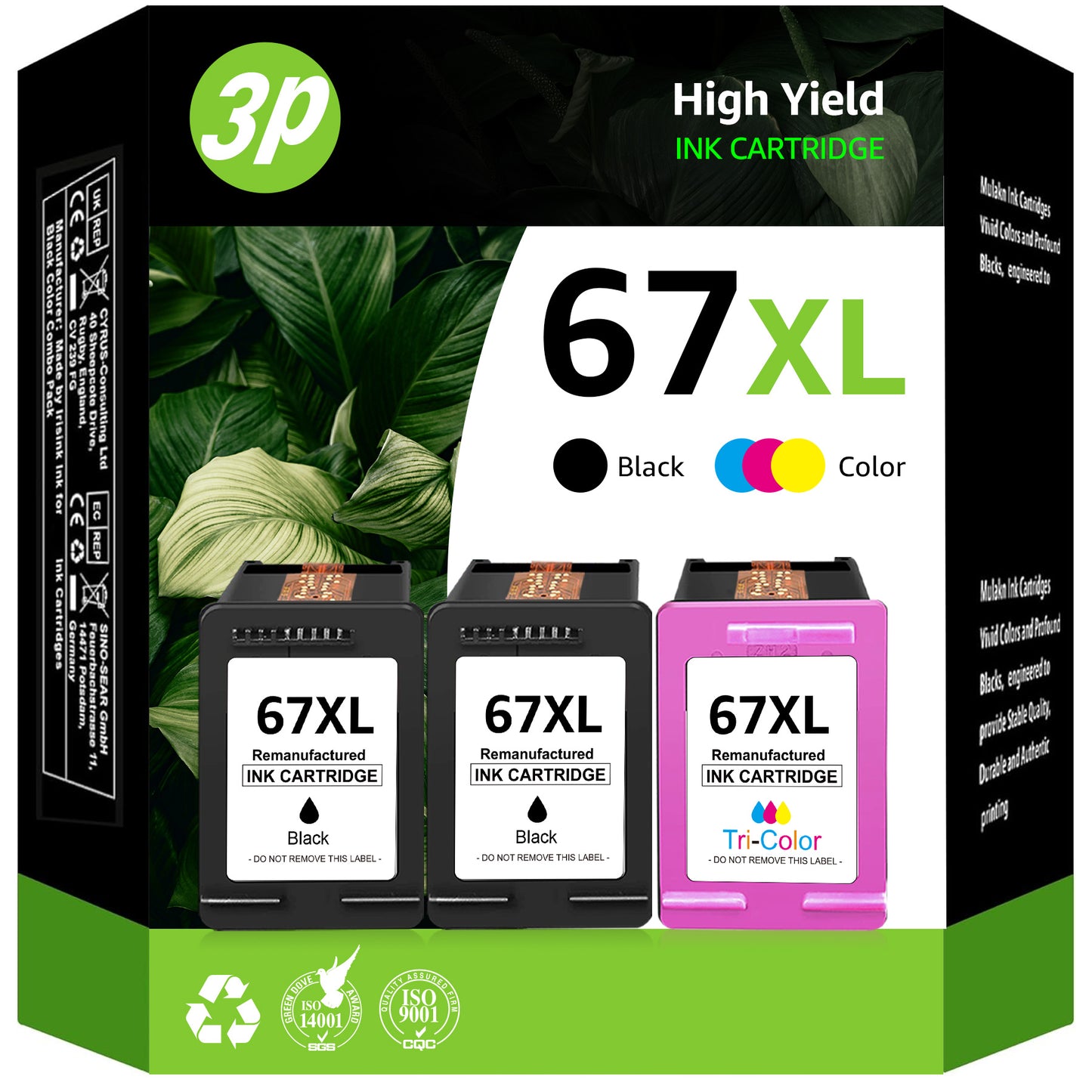 67xl ink cartridges Compatible for hp 67 ink cartridges hp ink 67 for DeskJet 2755e 2855e 4155e 3PK