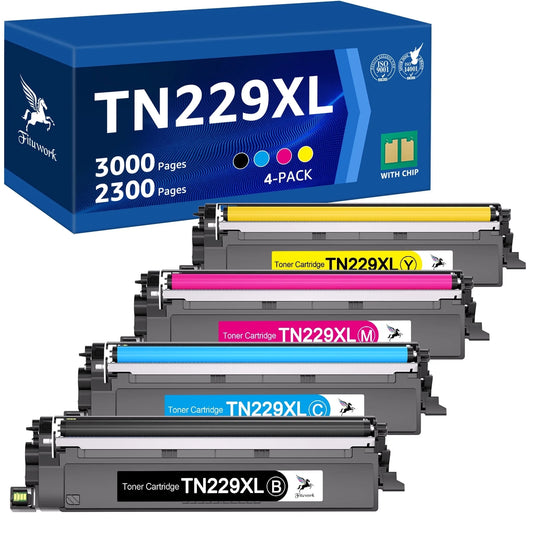TN229 Toner Cartridge TN229XL Compatible with Brother MFC-L3780CDW HL-L3280CDW HL-L3220CDW MFC-L3720CDW HL-L3295CDW HL- L3300CDW HL-L8245CDW Printers(4 Pack PK/C/Y/M)