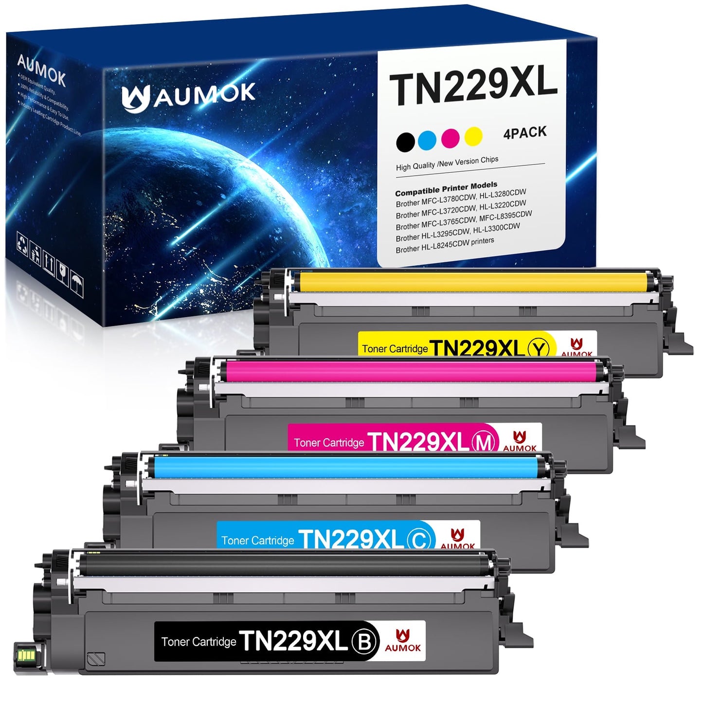 TN229XL TN229 Toner Cartridges Compatible for Brother TN229 Toner Work with Brother MFC-L3780CDW MFC-L3720CDW Printers(4 Pack)