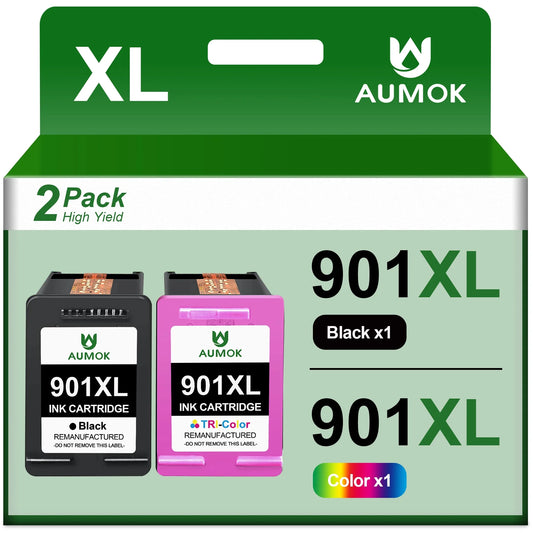AUMOK 901XL Tri-Color Printer Cartridge Combo Pack with 2 Packs, 2 Count