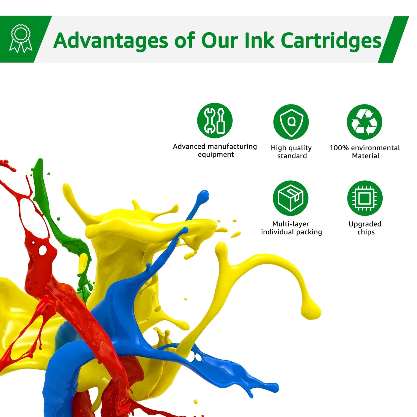 Greensky Printer Ink 62 Replacement for HP Printer(2-Pack)