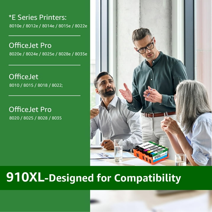 910XL Ink Cartridge (4 Pack) Compatible for HP 910 Ink for HP OfficeJet Pro 8020 8025 8015