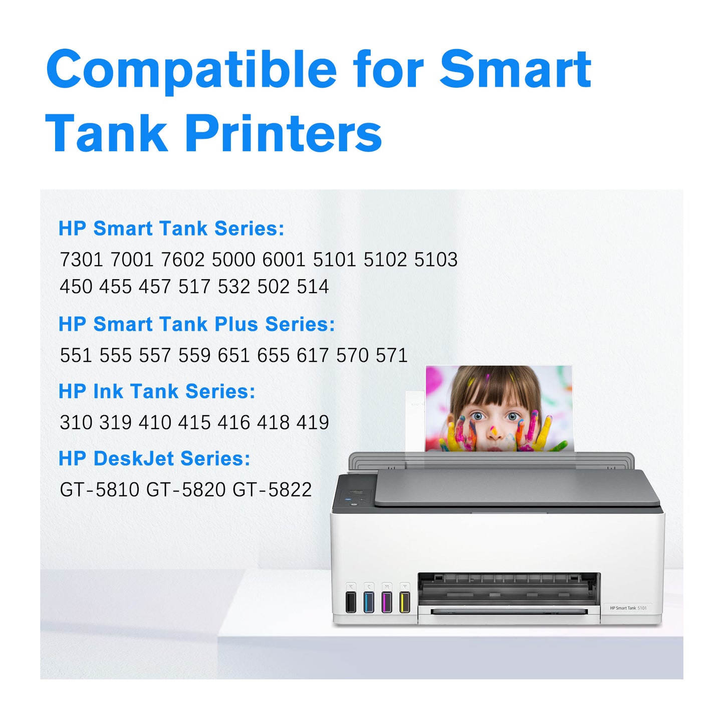31 32XL Ink Refills Compatible for HP 31 Ink Refill Bottle for HP Smart Tank 5101 6001 5000 5103 7301(140ML 32XL Black Ink, 70ML 31 Color Ink)